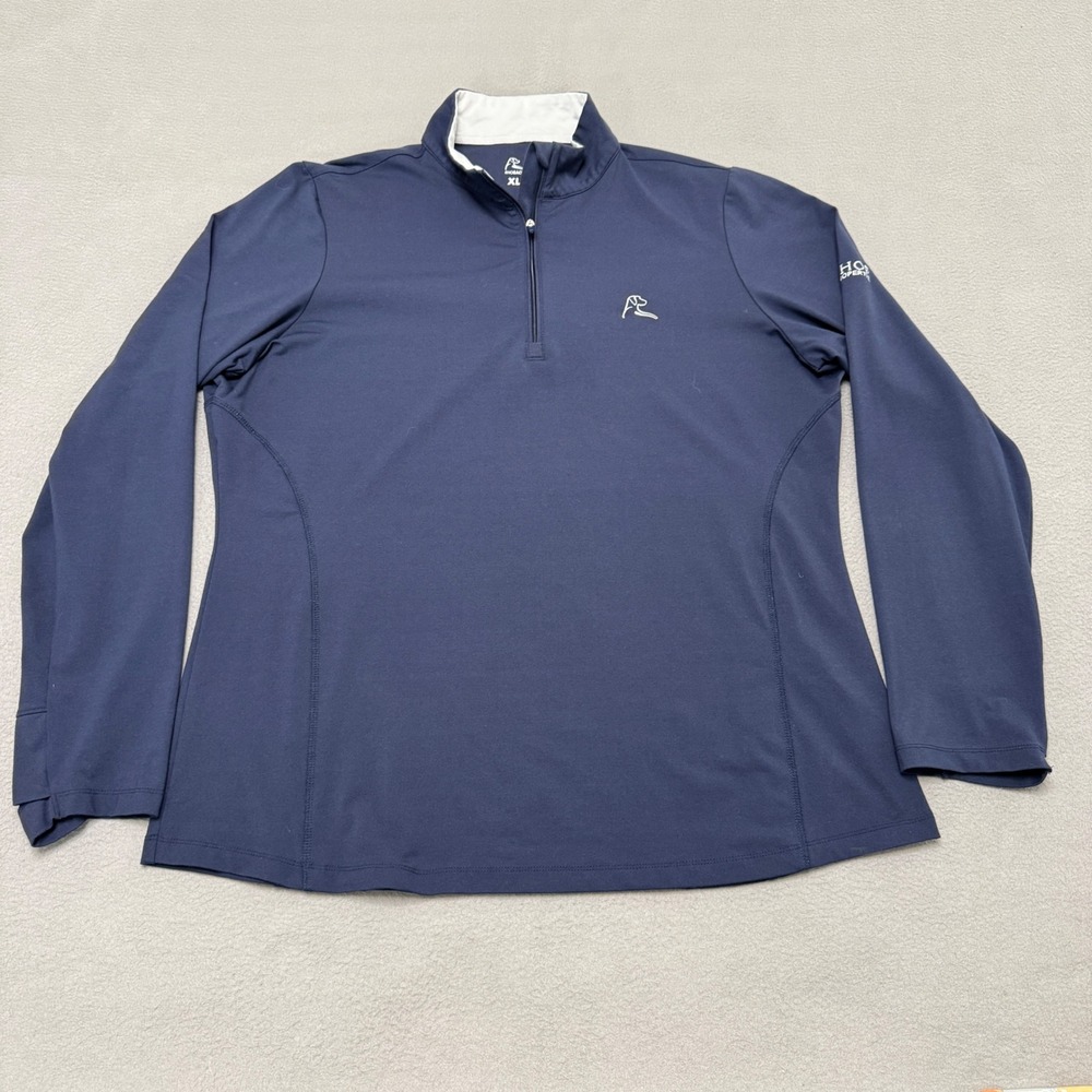 Rhoback Pullover Women XL Navy Blue Q-Zip Golf Performance Long Sleeve Logo